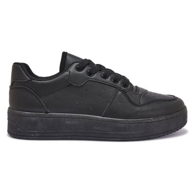 BASIC LACE UP TRAINER - BLACK/PU/SYNTHETIC