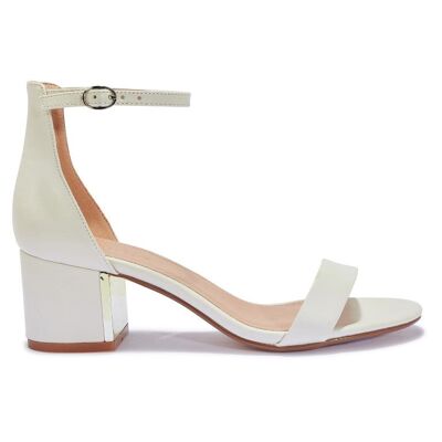 BLOCK HEEL CLIP OPEN SANDAL - WHITE/PU/SYNTHETIC