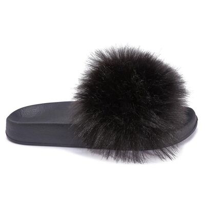 HEAVY FAUX FUR SLIDERS - BLACK/FUR/SYNTHETIC - Z-6