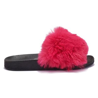 HEAVY FAUX FUR SLIDERS - FUCHSIA/FUR/SYNTHETIC - Z-2