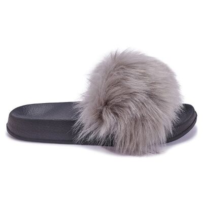 HEAVY FAUX FUR SLIDERS - GREY/FUR/SYTHETIC - Z-14