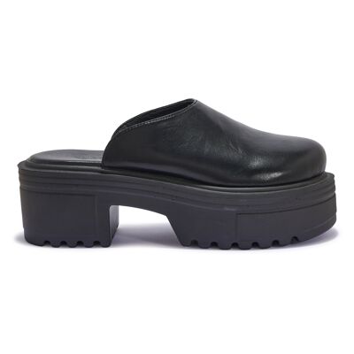 CLEATED BLOCK HEEL CLOG - BLACK/PU/SYNTHETIC