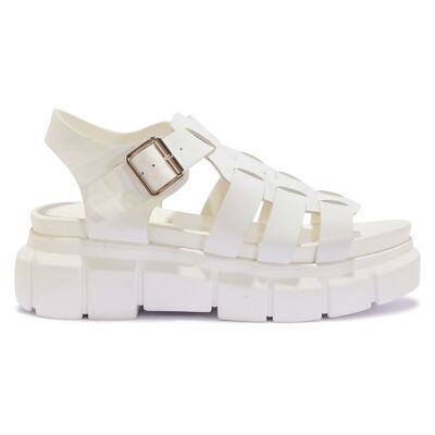 CHUNKY STRAP CLEATED SOLE SANDAL - WHITE/PU/SYNTHETIC