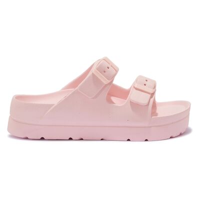 DOUBLE BUCKLE STRAP TPR SANDAL - PALEPINK/PU/SYNTHETIC - Z-14