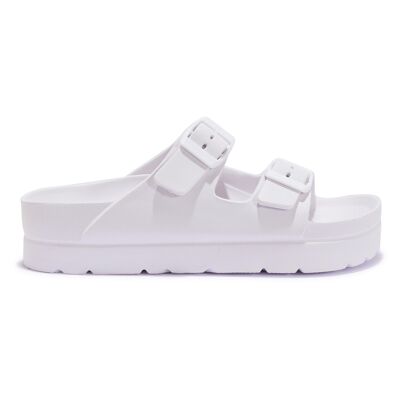 DOUBLE BUCKLE STRAP TPR SANDAL - WHITE/PU/SYNTHETIC - Z-12