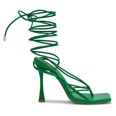 TUBE STRAP TIE UP HEEL - GREEN/PU/SYNTHETIC