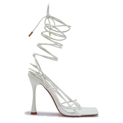 TUBE STRAP TIE UP HEEL - WHITE/PU/SYNTHETIC