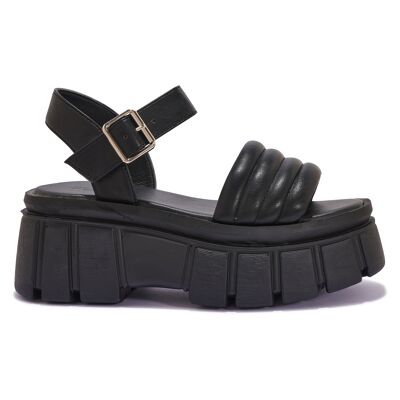 PADDED STRAP BUCKLE ANKLE DETAIL SANDAL