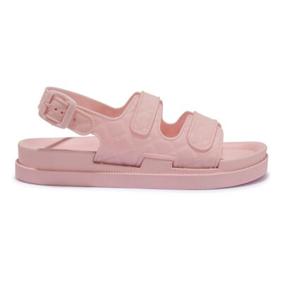 DOUBLE STRAP SLINGBACK BUCKLE SANDAL - PINK/PU/SYNTHETIC