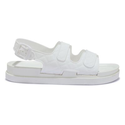 DOUBLE STRAP SLINGBACK BUCKLE SANDAL - WHITE/PU/SYNTHETIC