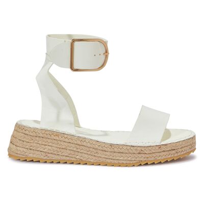 CLEATED JUTE WEDGE SANDAL - WHITE/PU/SYNTHETIC
