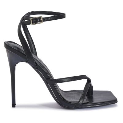 BARELY THERE STRAPPY HEELS WITH TOE BAND - BLACK/PU/SYNTHETIC