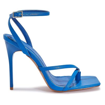 BARELY THERE STRAPPY HEELS WITH TOE BAND - BLUE/PU/SYNTHETIC