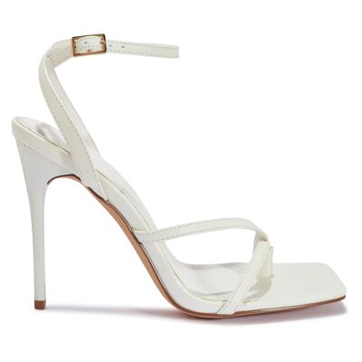 BARELY THERE STRAPPY HEELS WITH TOE BAND - WHITE/PU/SYNTHETIC