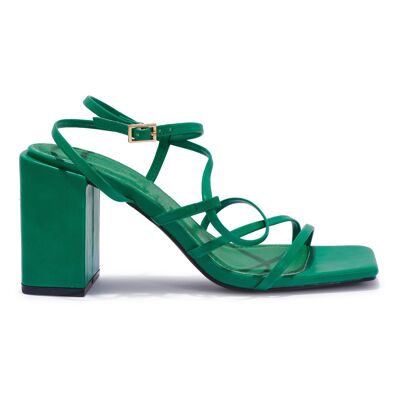 STRAPPY BLOCK HEEL SANDAL - GREEN/PU/SYNTHETIC