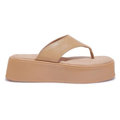 TOE POST PLATFORM SANDAL - BISCUIT/PU/SYNTHETIC