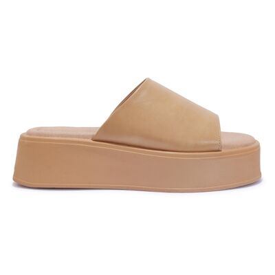 CHUNKY PLATFORM PU SLIDER - BISCUIT/PU/SYNTHETIC