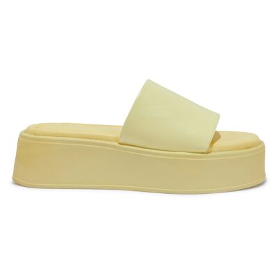 CHUNKY PLATFORM PU SLIDER - LEMON/PU/SYNTHETIC