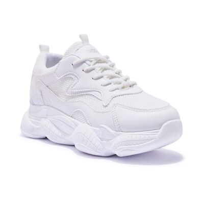 WIDE FIT CHUNKY BUBBLE LACE UP SNEAKER - WHITE/PU/SYNTHETIC