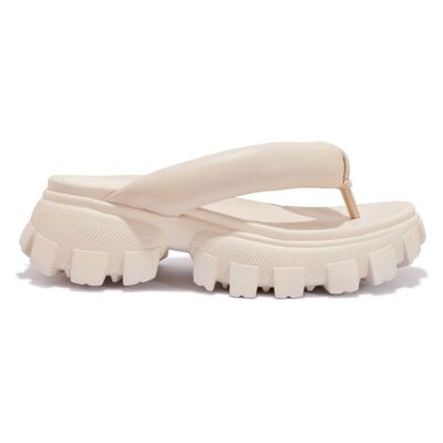 PADDED TOE POST CHUNKY SPORTS SANDAL - PUTTY/PU/SYNTHETIC