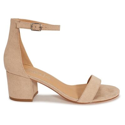 BARELY THERE STRAPPY BLOCK HEEL SANDAL - NUDE/PU/SYNTHETIC