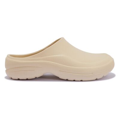 CASUAL TPR SLIP ON FLAT CLOGS - BONE/EVA/SYNTHETIC - Z-14