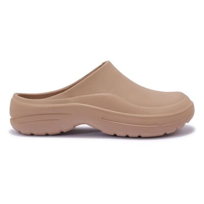 CASUAL TPR SLIP ON FLAT CLOGS - MOCHA/EVA/SYNTHETIC - Z-14