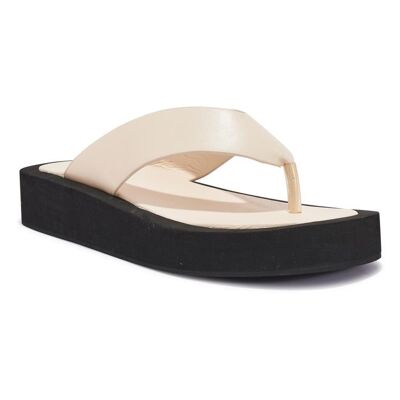 TOE POST WEDGE SANDAL - WHITE/PU/SYNTHETIC
