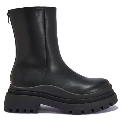DOUBLE CHUNKY ANKLE BOOT - BLACK/PU/SYNTHETIC