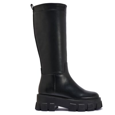 EXTREME CHUNKY CALF HEIGHT BOOT - BLACK/PU/SYNTHETIC