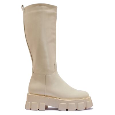 EXTREME CHUNKY CALF HEIGHT BOOT - PUTTY/PU/SYNTHETIC