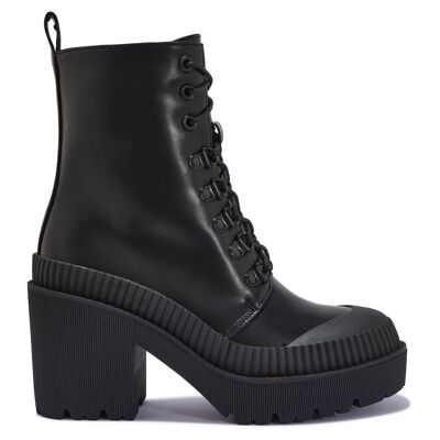 CHUNKY TOE CAP HIKING BOOT - BLACK/PU/SYNTHETIC