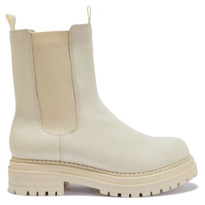 CHUNKY DOUBLE SOLE STRETCH PANEL BOOT - PUTTY/PU/SYNTHETIC