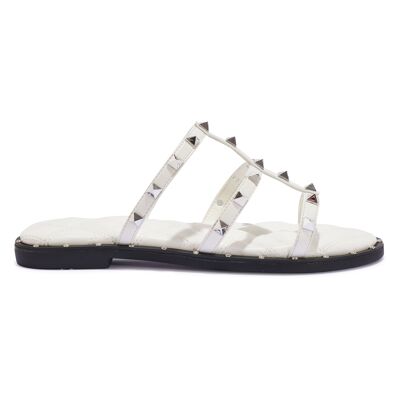 GLADIATOR STUD DETAIL SANDAL - WHITE/PU/SYNTHETIC