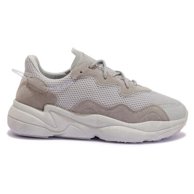 MESH PANEL LACE UP SPORTY TRAINER - GREY/MICROFIBRE/SYNTHETIC