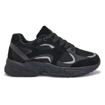 MESH PANEL SPORTS TRAINER - BLACK/PU/SYNTHETIC