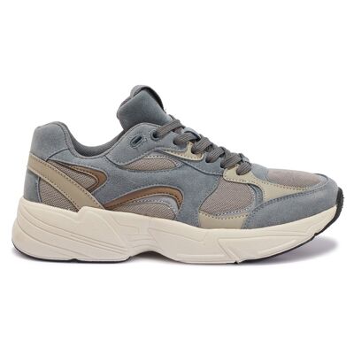 MESH PANEL SPORTS TRAINER - GREY/PU/SYNTHETIC