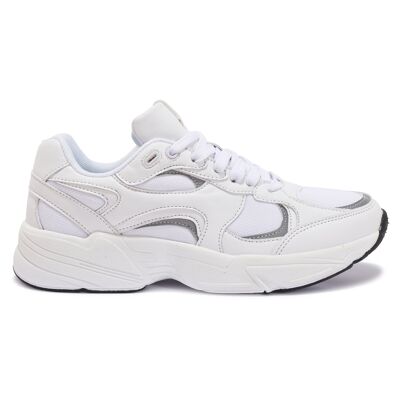 MESH PANEL SPORTS TRAINER - WHITE/PU/SYNTHETIC