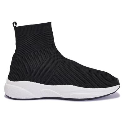 KNITTED CHUNKY SOCK BOOT TRAINER - BLACK/KNIT/TEXTILE