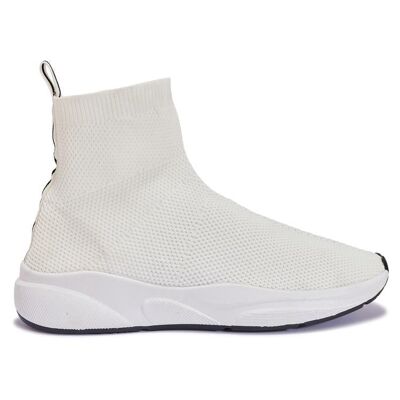 KNITTED CHUNKY SOCK BOOT TRAINER - WHITE/KNIT/TEXTILE