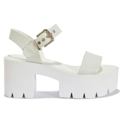 CHUNKY CLEATED BARELY THERE SPORTS SANDAL - WHITE/PU/SYNTHETIC
