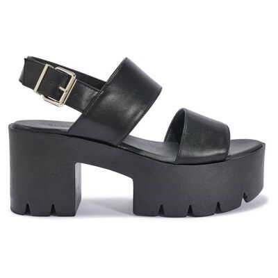 CHUNKY CLEATED SPORTS SANDAL - BLACK/PU/SYNTHETIC