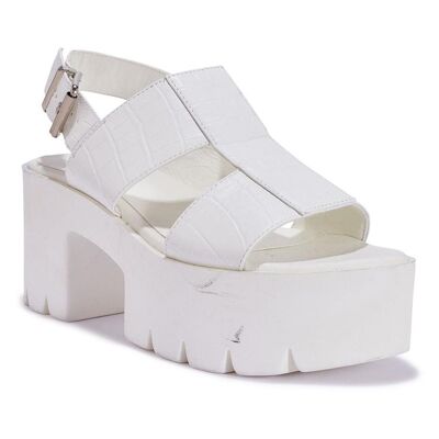 CHUNKY CLEATED SPORTS SANDAL - WHITE/CROC/PU/SYNTHETIC