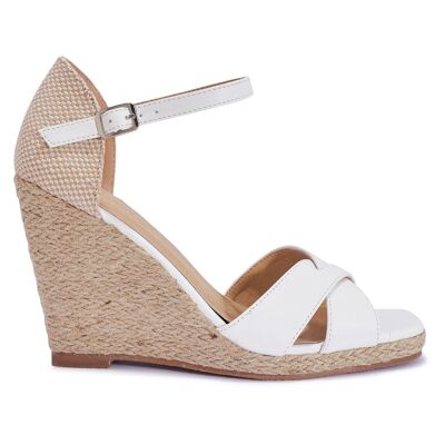 CROSS OVER SANDAL WEDGE - WHITE/PU/SYNTHETIC