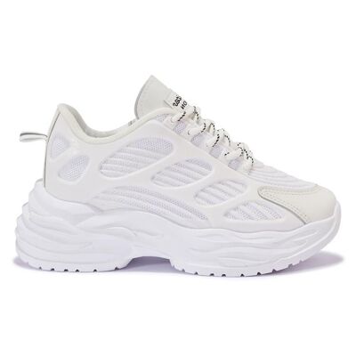CHUNKY MESH CONTRAST TRAINER - WHITE/PU/SYNTHETIC