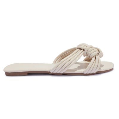 KNOT DETAIL FLAT SANDAL - CREAM/PU/SYNTHETIC