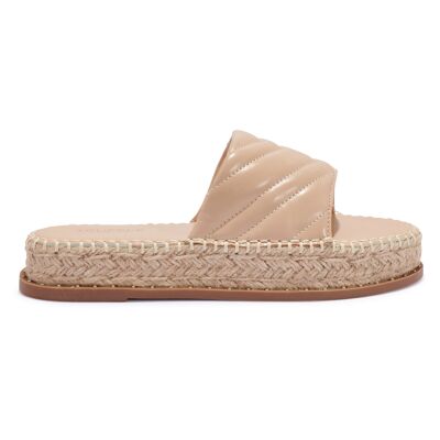 QUILTED BAND ESPADRILLE FLATFORM WITH STUD DETAIL - NUDE/PU/SYNTHETIC