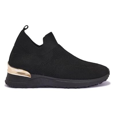 KNITTED SLIP ON TRAINER - BLACK/KNIT/TEXTILE