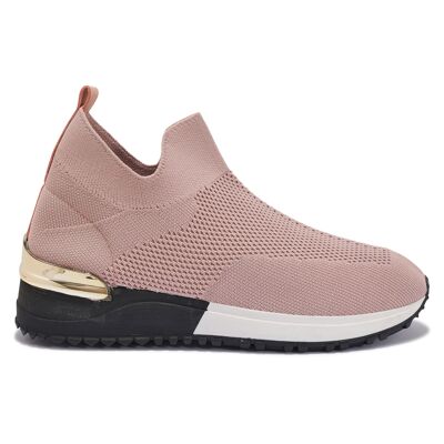 KNITTED SLIP ON TRAINER - SALMON/KNIT/TEXTILE