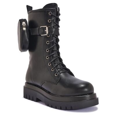 POCKET SIDE LACE UP BIKER BOOT